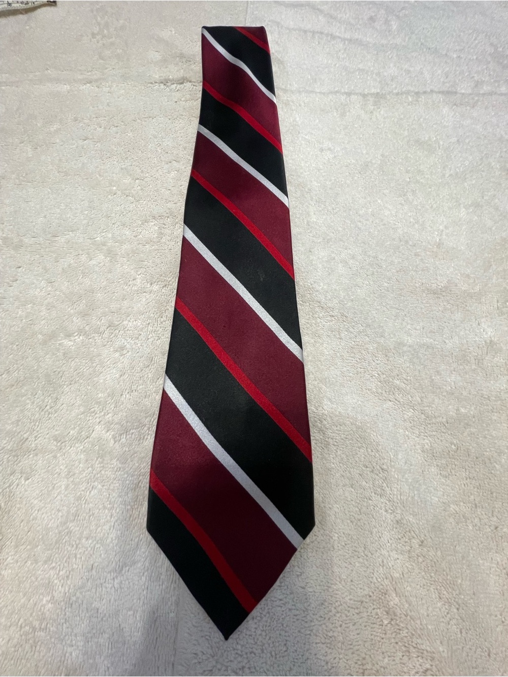 croft & barrow Burgundy, Black and White Diagonal Stripe Tie